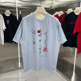 Dior T-shirt Chest Flower Print logo round Neck Short Sleeve25ss New pure cotton T Unisex T-Shirt OS Loose Fit Base Shirt Top Half Sleeve T-Shirt