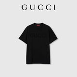 Gucci T-shirt Chest Brand logo round Neck Short Sleeve25ss New Pure Cotton Unisex Style T T-shirt OS Loose Fit Base Shirt Top Half Sleeve T-Shirt