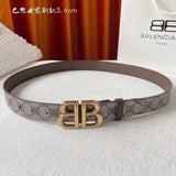 Balenciaga Belt Top version In Stock New Presbyopic B Buckle Men's Leather Belt Imported First Layer Cowhide Leather Belt Men's and Women's Belt All-Match Trouser Belt3.0Wide