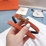 Hermes Belt Top version 1.3cm Women's Belt Wide Genuine Leather Double-Sided Belt Italy Imported First Layer Cowhide Leather Pure Original Leather Pure Steel Buckle h Home Pant Belt