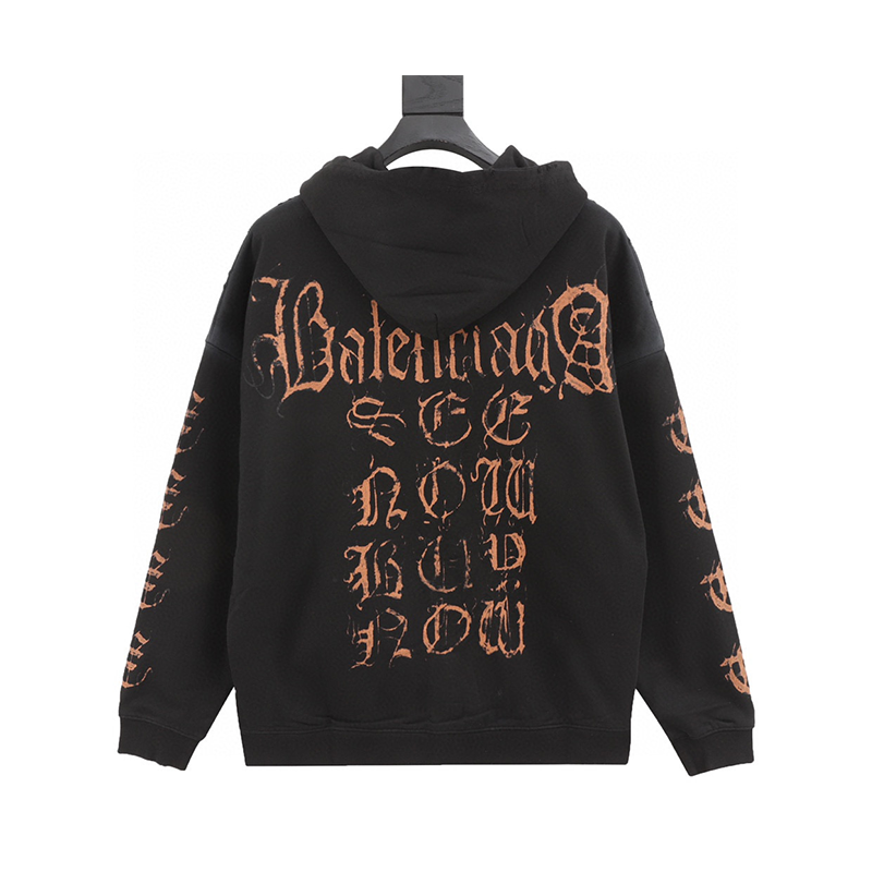 Balenciaga Hoodie Printed Flower Mud Dyed Zipper Sweater Coat for Men and Women