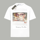 Dior T-shirt Chest Oil Painting Portrait Print logo round Neck Short Sleeve25ss New pure cotton T Unisex T-Shirt OS Loose Fit Base Shirt Top Half Sleeve T-Shirt