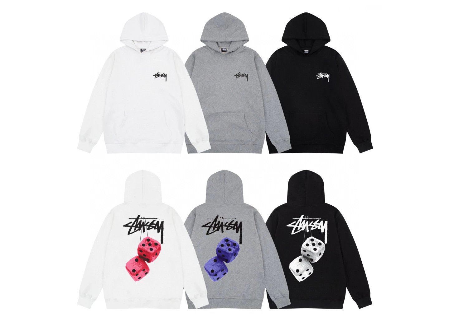 Stussy Hoodie Top Meimei Fashion Brand Classic Basic Style Hoodie World Parade Men's and Women's Couple Hooded Dice Sweater