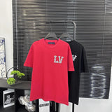 Louis Vuitton LV T-shirt New Pearl Hand-Cranked Alphabet Letter logo round Neck Short Sleeve25ss New Pure Cotton Unisex Style T Casual T-Shirt Base Layer Shirt OS Loose Fit Half Sleeve Top Plus Size