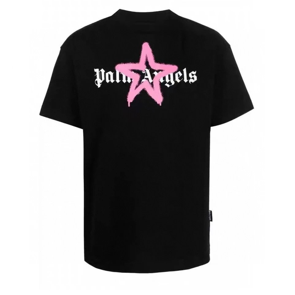 Palm Angels T-shirt Top Version New Graffiti Star Letters Logo Printed Men's and Women's Short Sleeves T T-shirt