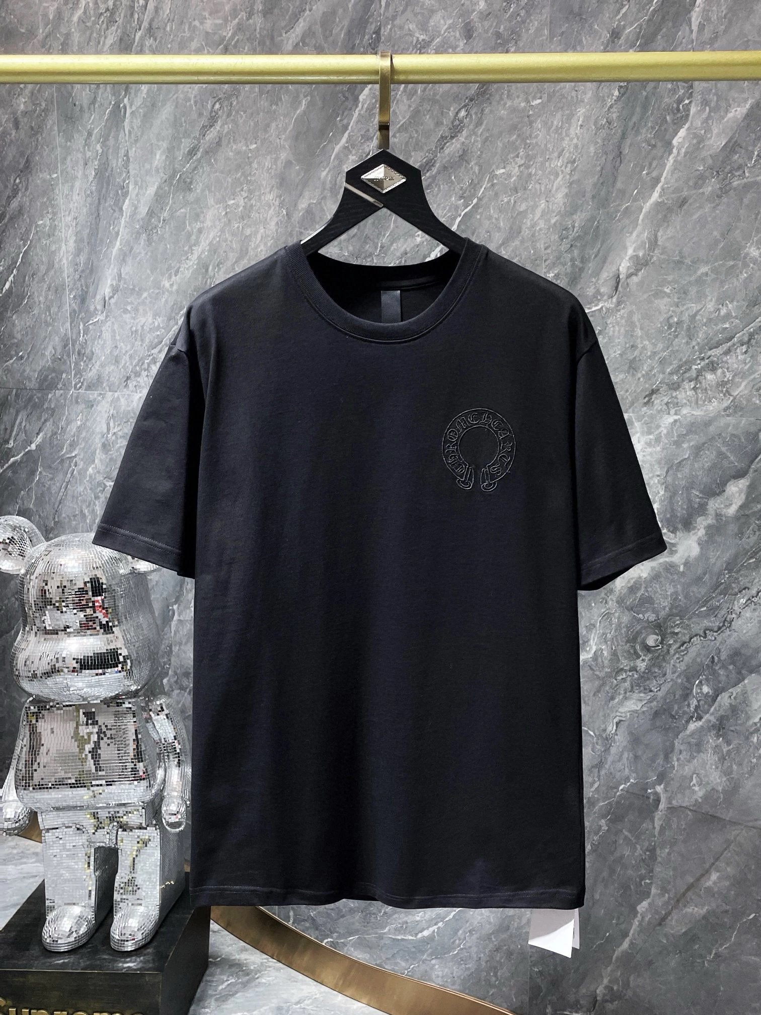 Chrome Hearts T-shirt Top Version Horseshoe Embroidery Men's and Women's Same Style Short Sleeve T Summer Fashionable Shirt