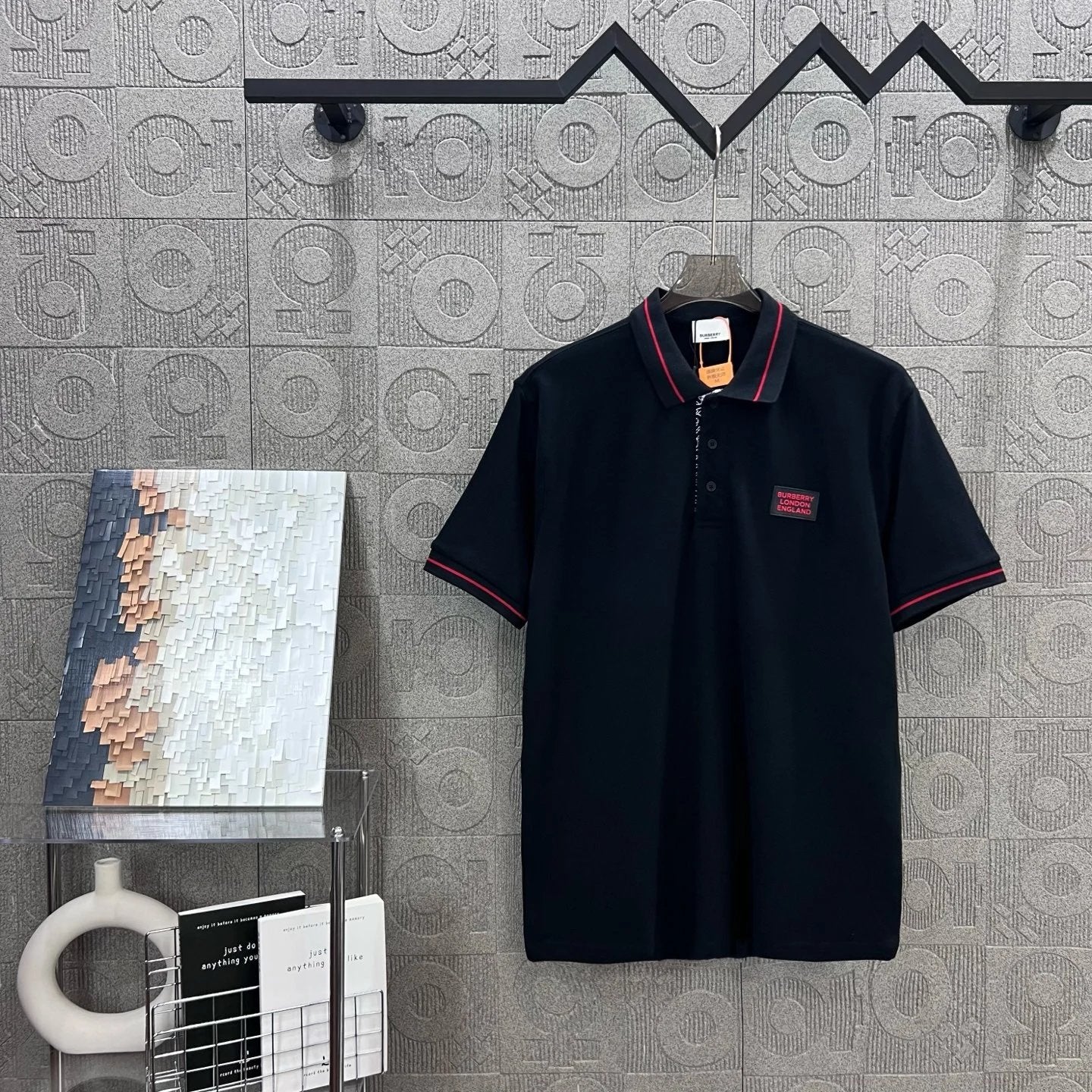 Burberry T-shirt Patchwork Collar Letter 3D Embossed Print logoPOLO Shirt Lapel Short Sleeve25ss New Unisex Summer Short Sleeve OS Loose T Business Half Sleeve Shirt Plus Size T-Shirt