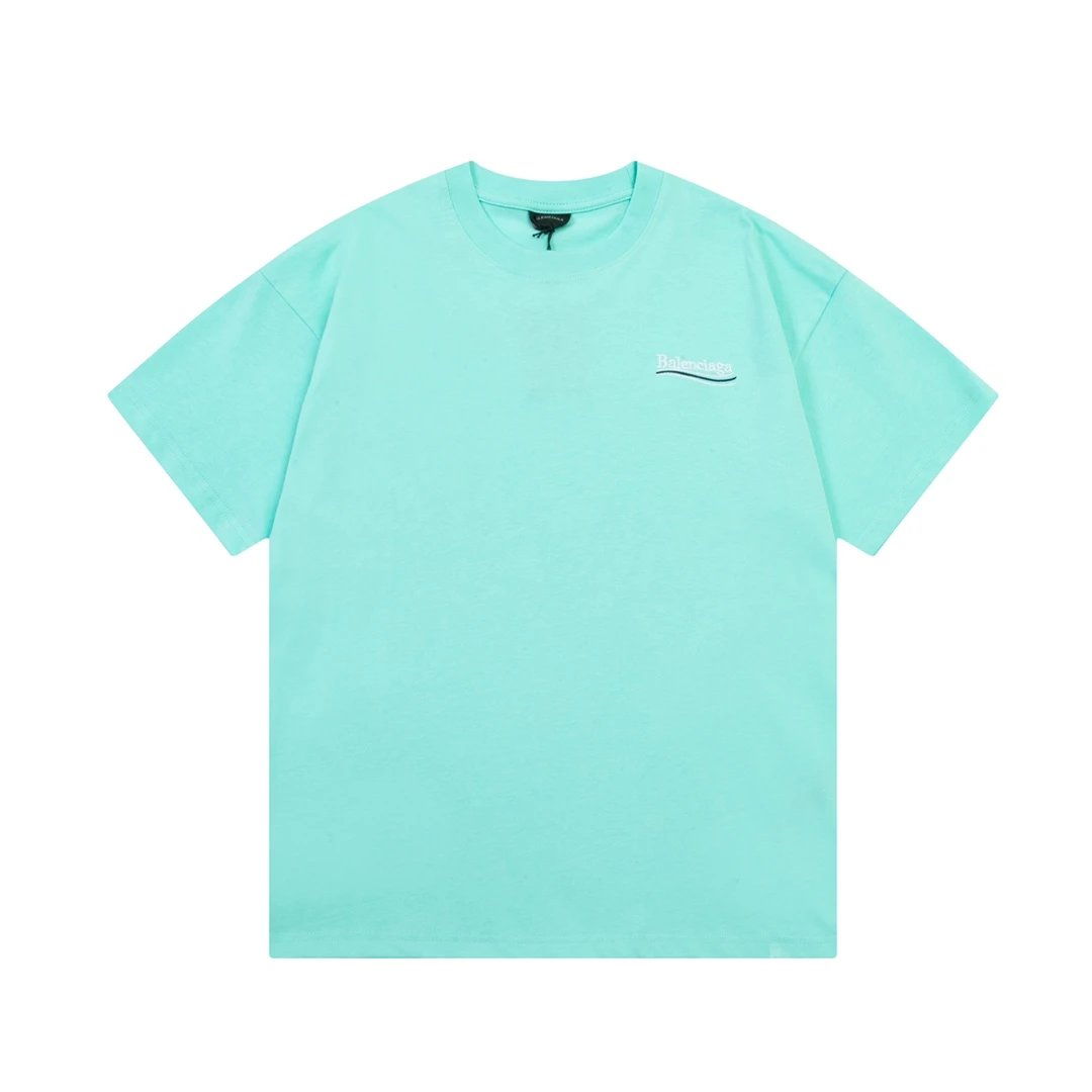 Balenciaga T-shirt Coke Wave Print on the Chest logo round Neck Short Sleeve25ss New Pure Cotton Unisex Style T T-shirt OS Loose Fit Base Shirt Top Half Sleeve T-Shirt