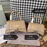 Balenciaga Bag Top version 【Level Surrogate Shopping】Hourglass Bag ahourglass Hourglass Bag Crocodile Leather Litchi Grain Cowhide XS No. S Women's Crossbody Bag