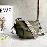 LOEWE Women's Bag Top version 【Counter Version Original Leather】Send a Full Set of Packaging Loew New Mini Letter Wide Shoulder Strap Saddle Bag GateDual Saddle Bag Women's Bag Retro Horseshoe Bag