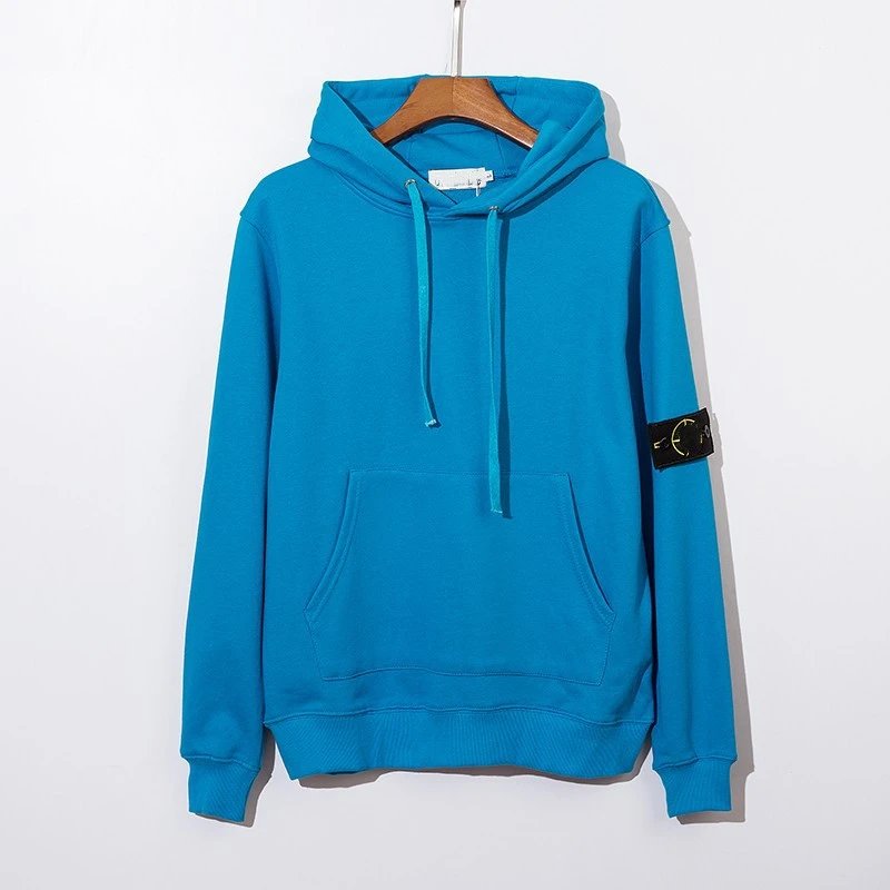 Stone Island Hoodie European and American Fashion Brand Autumn and Winter New Armband Terry Solid Color Long Sleeve Men and Women Same Style Couple Figure Flattering Hoodie