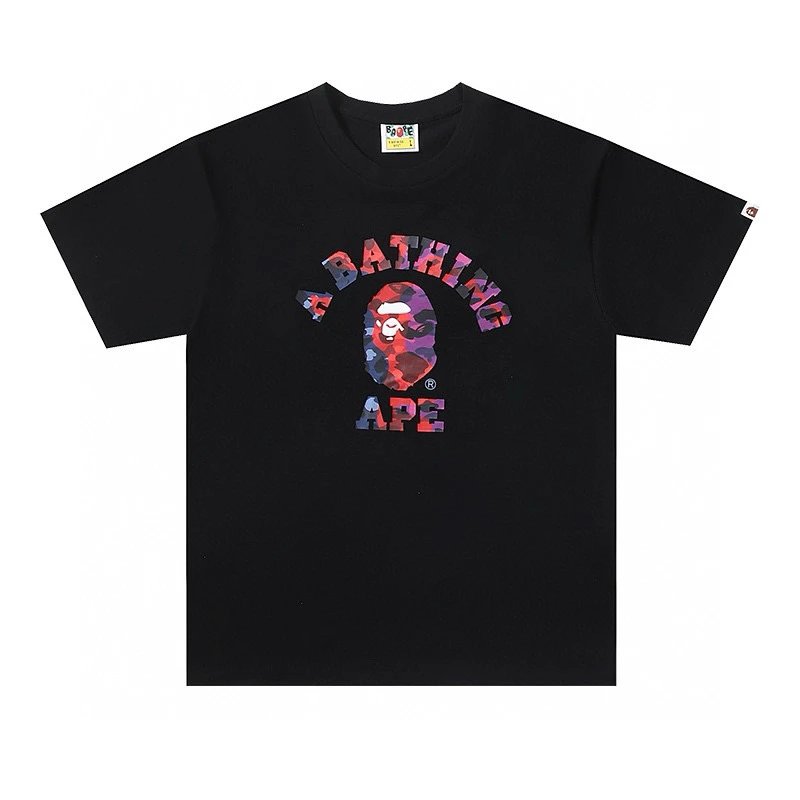 Bape T-shirt Top Version Counter Same Style Cotton Short Sleeve T T-shirt Men's and Women's Loose Summer Base Casual Half Sleeve