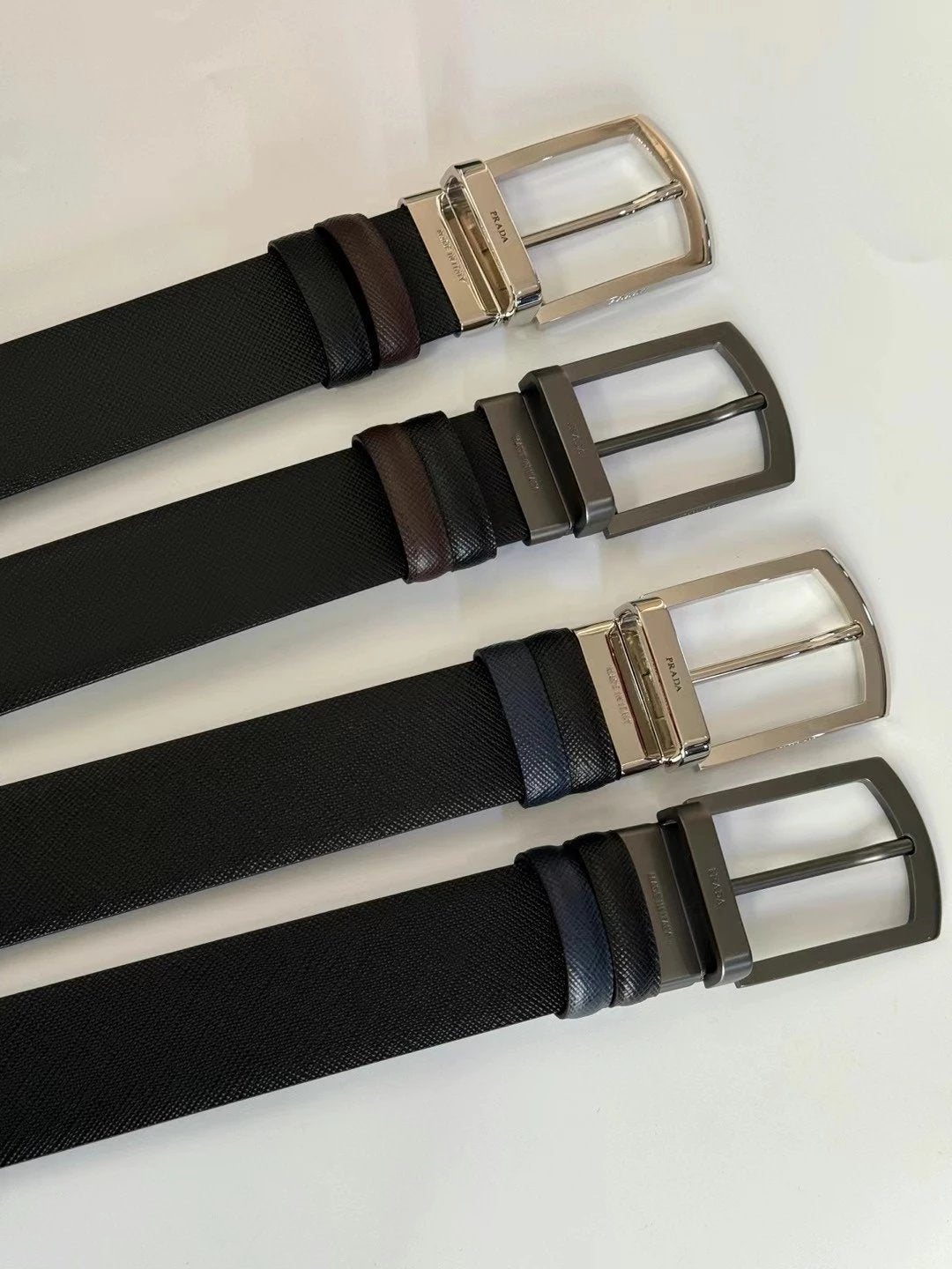 PRADA Belt Top version 【First Layer Cowhide】Men's Belt P Home Classic Business Belt Fashion Casual Width:3.5cm Boutique Pattern Automatic Buckle316Fine Steel Made Selected First Layer Cowhide Italian Leather Embryo PA Sliding Teeth Are Strong and Durable