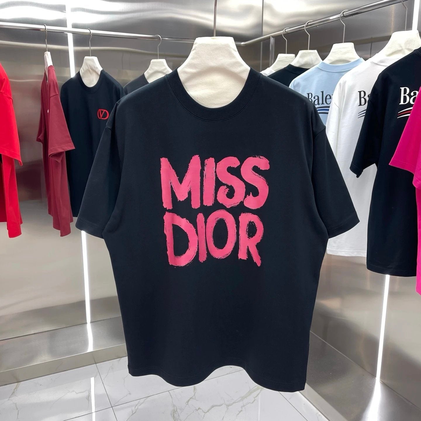 Dior T-shirt Classic Chest Print logo Series Round Neck Short Sleeve25ss New pure cotton T Unisex T-Shirt OS Loose Fit Base Shirt Top Half Sleeve T-Shirt