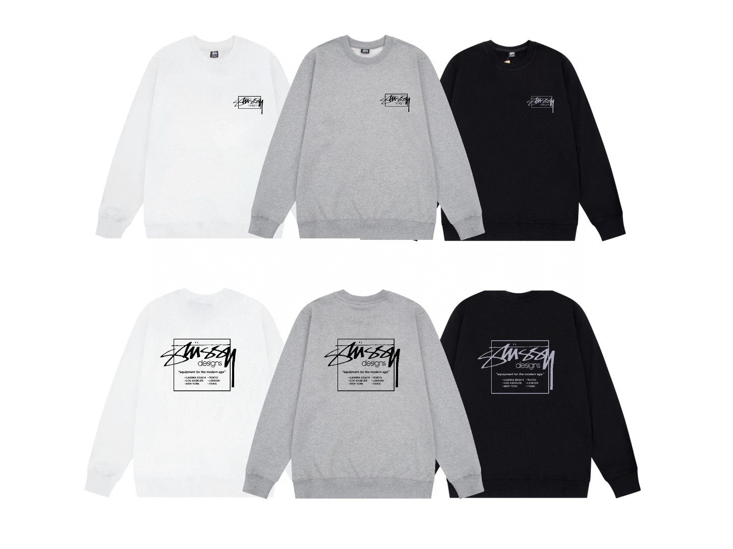 Stussy Hoodie Top Version American High Street round Neck Sweater Same Earrings for Couple Fashion Brand Trend Graffiti Black Eight Dice