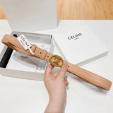 Celine Belt Top version Goods Belt Belt Female Arc De Triomphe Belt Arc De Triomphe Belt Black Retro Hair Style Belt Bright Gold Head Belt Belt Double-Sided Belt Women's Belt Women's Belt Belt Women's Belt2.5Belt Women's Belt Belt