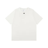PRADA T-shirt Chest Triangle Mark logo round Neck Short Sleeve25ss New Pure Cotton Unisex Style T Casual T-Shirt Base Layer Shirt OS Loose Fit Half Sleeve Top Plus Size