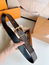 Louis Vuitton LV Belt Top version 【Counter Quality】The Most New Belt3.5cm Men's Belt Pin Buckle Men's Leather Belt with Classic Presbyopic Checkered Belt with Genuine Goods Packaging No Problem in and out of the Counter Versatile Casual Fashion Formal Wea
