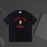 Gucci T-shirt Letter Mushroom Print on the Chest logo round Neck Short Sleeve25ss New Pure Cotton Unisex Style T T-shirt OS Loose Fit Base Shirt Half Sleeve T-Shirt Top Half Sleeve