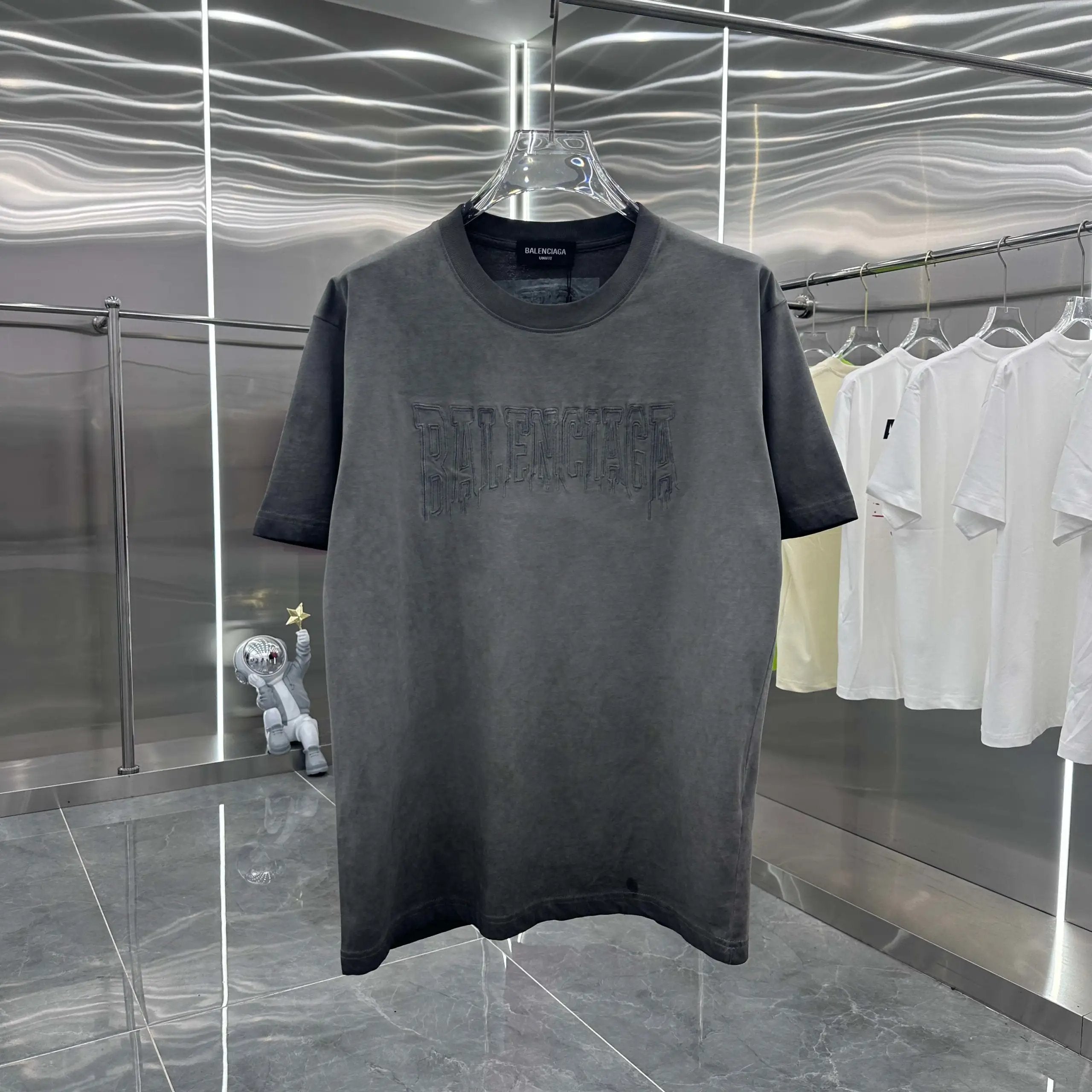 Balenciaga T-shirt Chest Letter Embroidery logo round Neck Short Sleeve25ss New pure cotton T Unisex T-Shirt OS Drop Shoulder Loose Fit Base Shirt Top T-Shirt Short Sleeve