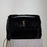 YSL Women's Bag Top version 【Maximum Version】Autumn and Winter Niki Rabbit Fur Series Oversized Niki47cm Rabbit Fur Large Tote Bag Hobo Bag Luggage Bag Fluffy Niki Bag New Women's Bag Mink Fur niki32cm Large Size Medium Size28cmNiki Rabbit fur bag