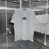 Alo Yoga T-shirt Chest Small Letter Print logo round Neck Short Sleeve25ss New pure cotton T Unisex T-Shirt OS Loose Fit Base Shirt Top Half Sleeve T-Shirt