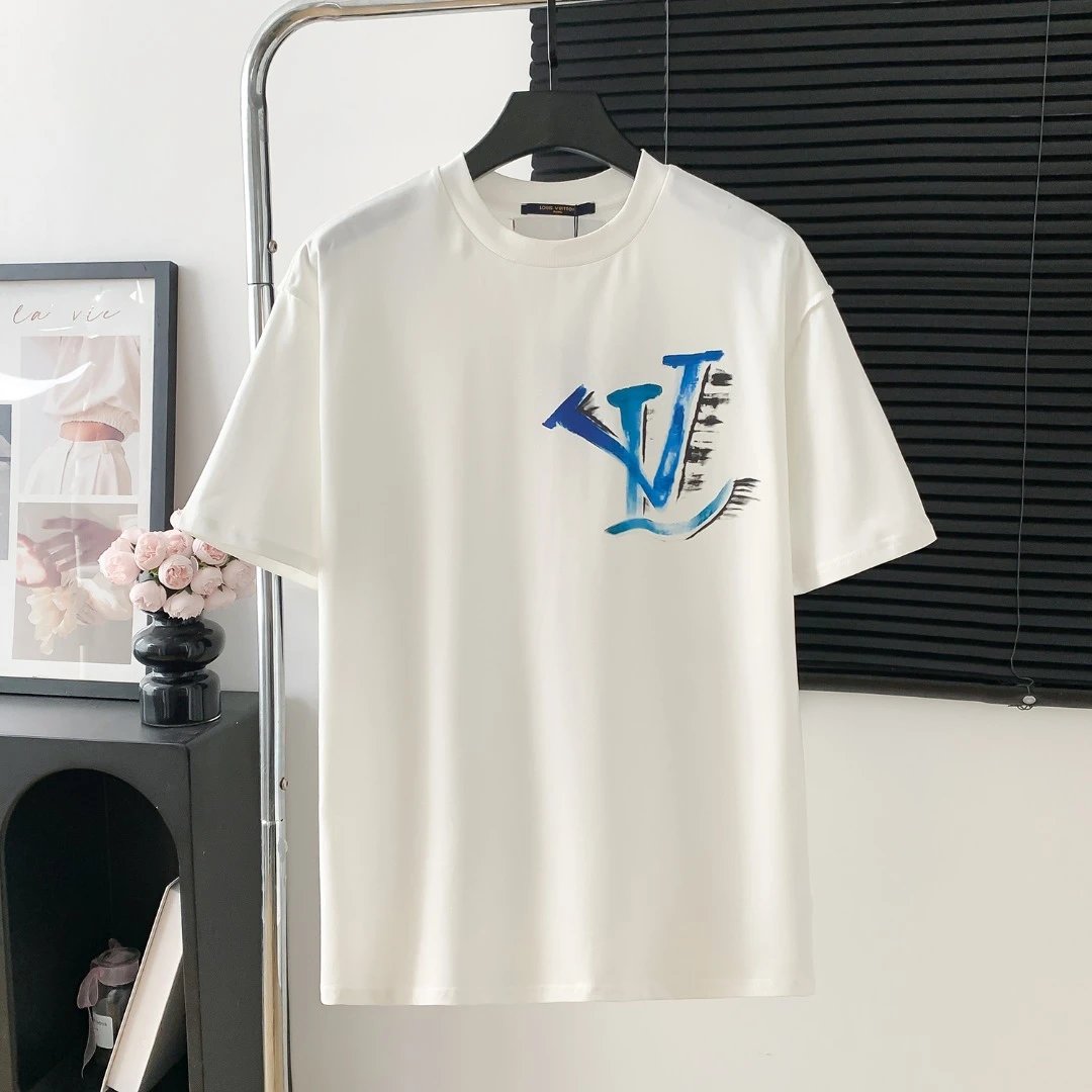 Louis Vuitton LV T-shirt Back Graffiti Rabbit Print logo round Neck Short Sleeve25ss New pure cotton T Unisex T-Shirt OS Loose Fit Base Shirt Top Half Sleeve T-Shirt