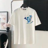 Louis Vuitton LV T-shirt Back Graffiti Rabbit Print logo round Neck Short Sleeve25ss New pure cotton T Unisex T-Shirt OS Loose Fit Base Shirt Top Half Sleeve T-Shirt