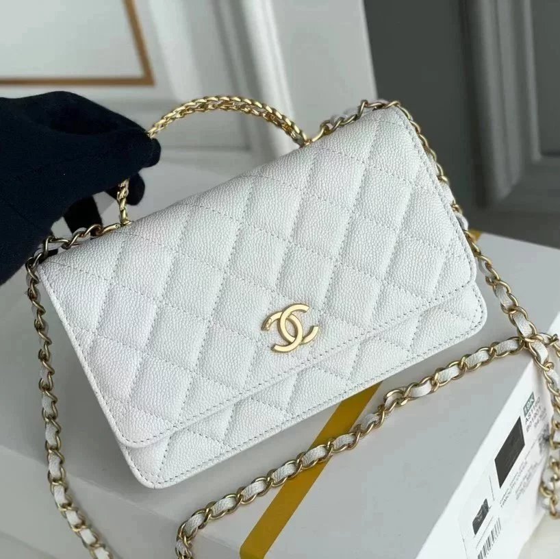 Chanel Women's Bag Top version 【Highest Version】22s New Women's Bag Handle Letters woc Envelope Package Handbag Caviar Cowhide Ball Pattern Flap Bag Chain Messenger Bag Handbag Shoulder Bag Clutch Women's Bag