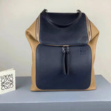 LOEWE Backpack Top version 【Premium Version Original Leather】Backpack Huang Zitao Same Style Goyabackpack Series LOEWE New Schoolbag Backpack Men's and Women's Casual Travel Backpack Color Matching Calfskin Material Goya Backpack