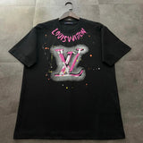 Louis Vuitton LV T-shirt 3D Letter Print on the Chest logo round Neck Short Sleeve25ss New pure cotton T Unisex T-Shirt OS Loose Fit Base Shirt Top Half Sleeve T-Shirt