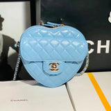 Chanel Women's Bag Top version 【**Original Order】2022Early Spring Series Women's Heart Bag Large Heart Bag Black White Messenger Bag Chain Bag Shoulder Bag Stylish Bag Women's Bag Home Heart Bag Heart Bag