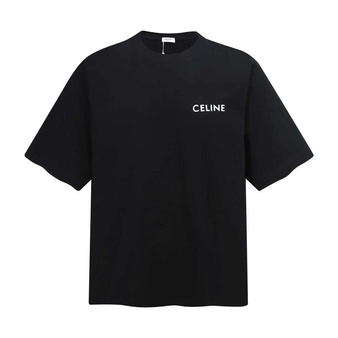 Celine T-shirt Small chest logo Printed round Neck Short Sleeve25ss New Pure Cotton Unisex Style T T-shirt OS Loose Fit Base Shirt Short Sleeve Top T-Shirt