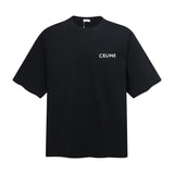Celine T-shirt Small chest logo Printed round Neck Short Sleeve25ss New Pure Cotton Unisex Style T T-shirt OS Loose Fit Base Shirt Short Sleeve Top T-Shirt