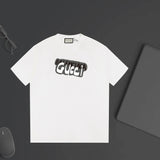 Gucci T-shirt Chest Letter Print logo round Neck Short Sleeve25ss New Pure Cotton Unisex Style T T-shirt OS Loose Fit Base Shirt Half Sleeve T-Shirt Top Half Sleeve