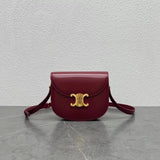 Celine women's bag Top version 【Original Leather High Version】2022New Online Popular Bags Recommend Early Autumn New Triomphe Arc De Triomphe Saddle Bag Horseshoe Bag round Crossbody Bag Cattle Leather Bag110413