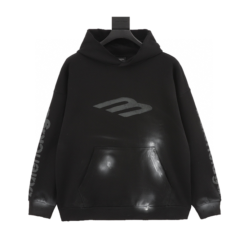 Balenciaga Hoodie Distressed3M Oblique M Graffiti Hooded Sweater for Men and Women