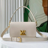 Louis Vuitton LV Women's Bag Top version 【Super Original Leather】Duobao Leather Goods2024New SoftTwist Handbag M24639M24640M25359Full Leather Series Soft Leather One-Shoulder Crossbody Bag Twistlock Veil Bag Bronze Retro Women's Bag Underarm Bag Women's C