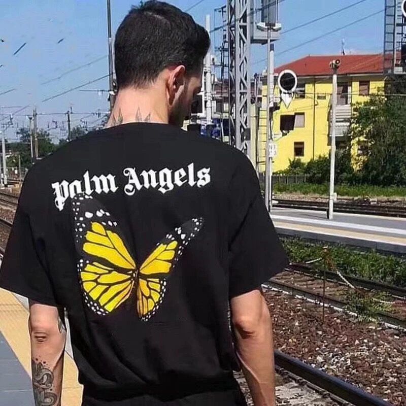 Palm Angels T-shirt Top Version Printed round Neck T T-shirt Lettered Casual Short Sleeve Men