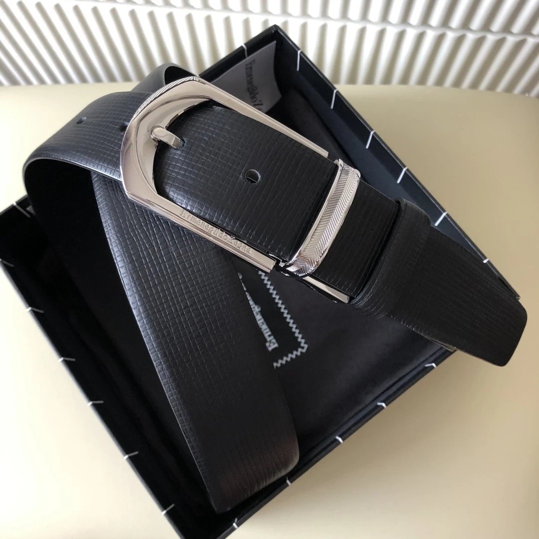 Zegna Belt Top version Original Imported Calf Leather Belt for Business Men Pant Belt3.5CM Belt Double-Sided Dual-Use Men's Needle Belt Suitable for Men's Business Double-Sided Cowhide Classic Belt Gift Box Packaging Ferragamo Montblanc Kuqi