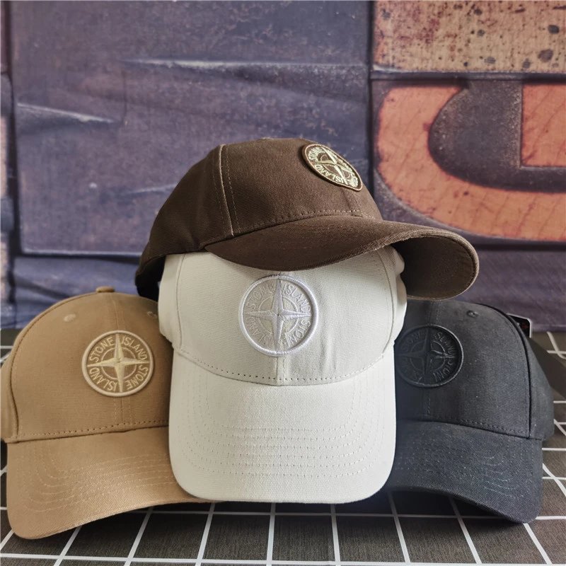 Stone Island Hat Fashion Brand Adjustable Baseball Cap Sun Protection Hat Korean Outdoor Leisure Hip Hop Hat Bendy Brim Cap Cross Embroidered Sun Hat