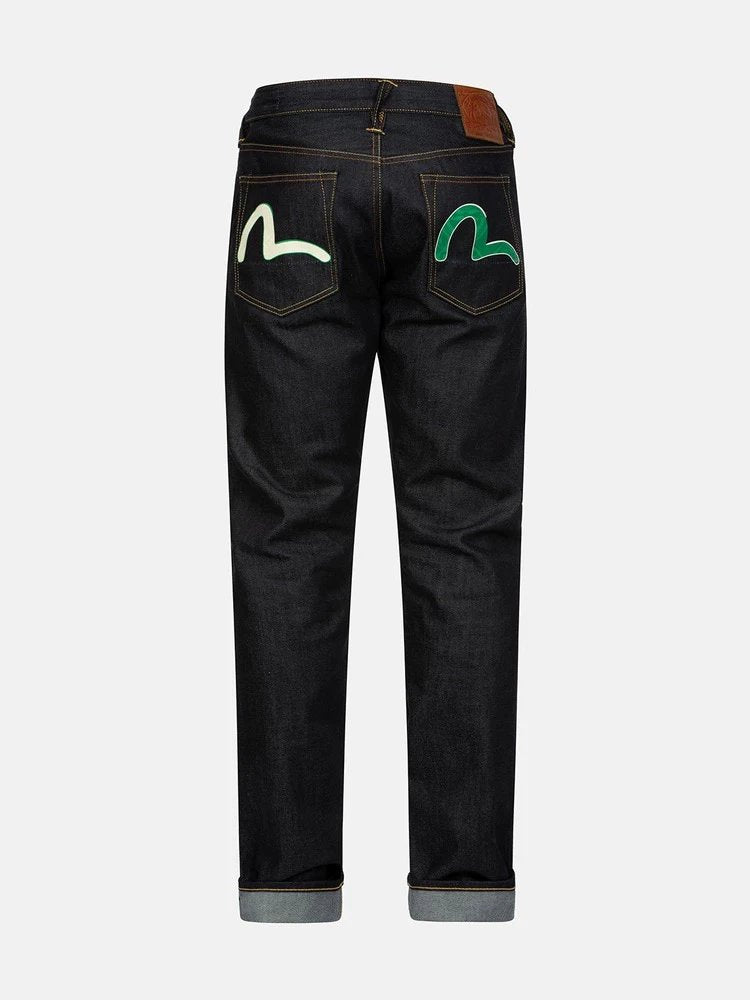 Evisu Jeans Top Version Men's Seagull Embossed Printed Sports Trendy Simple Casual Straight-Leg Jeans