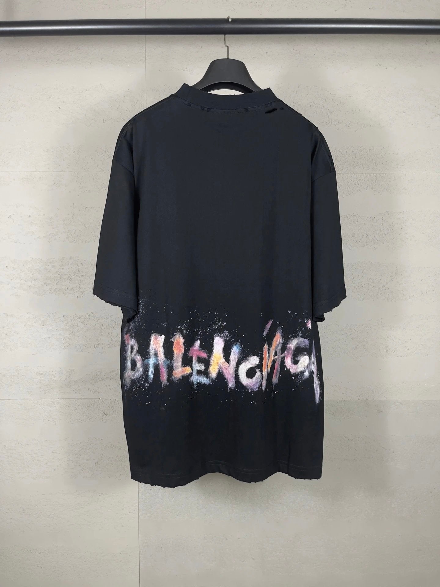 Balenciaga T-shirt Back Colorful Hand-drawn Graffiti Letter Print logo round Neck Short Sleeve25ss New Pure Cotton Unisex Style T T-shirt OS Loose Fit Base Shirt Half Sleeve T-Shirt Top Half Sleeve