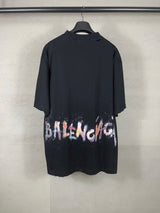 Balenciaga T-shirt Back Colorful Hand-drawn Graffiti Letter Print logo round Neck Short Sleeve25ss New Pure Cotton Unisex Style T T-shirt OS Loose Fit Base Shirt Half Sleeve T-Shirt Top Half Sleeve