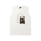 Balenciaga T-shirt Airline Ticket Lanyard Print on Chest logo Sleeveless Short Sleeve Sleeveless Vest25ss New Pure Cotton Unisex Style T T-shirt OS Loose Fit Base Shirt Top Half Sleeve T-Shirt