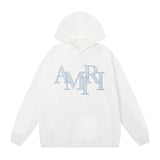 Amiri Hoodie 2024Autumn and Winter New Rhinestone Letter Pattern Leisure Pullover Hooded Sweater