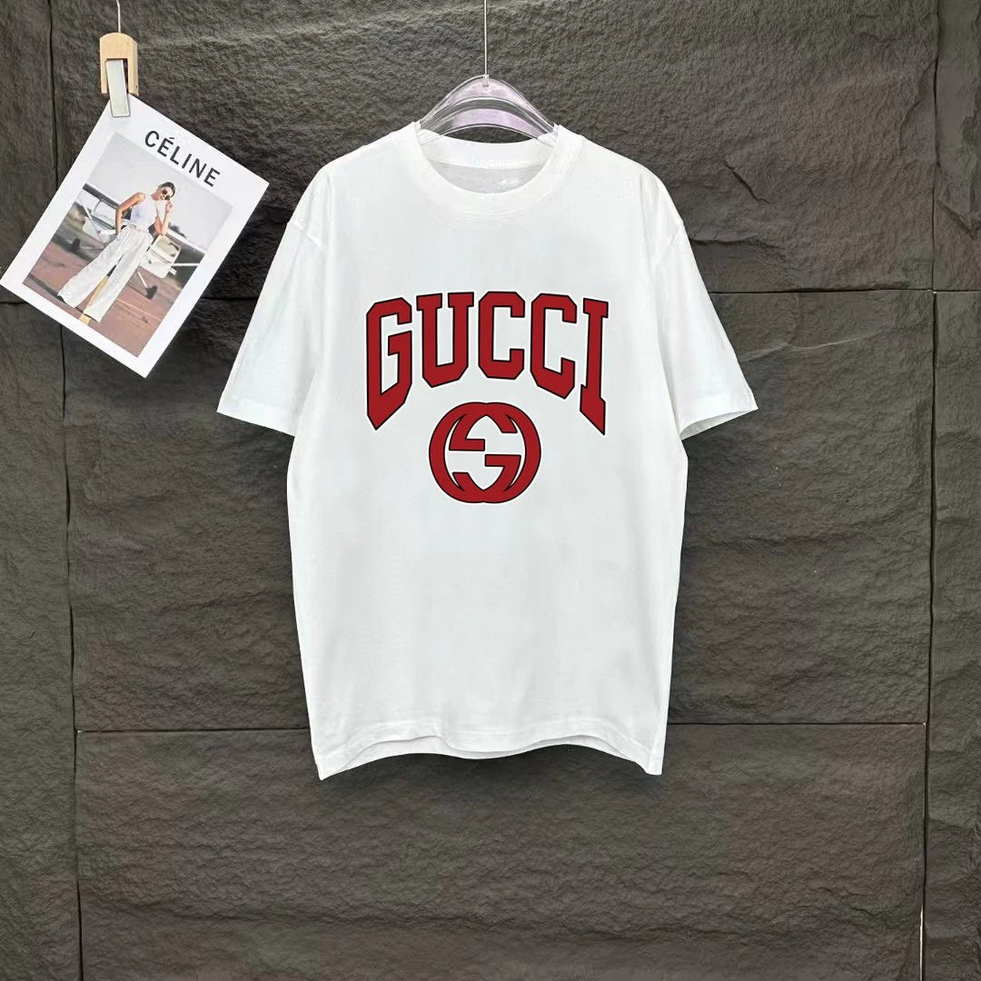 Gucci T-shirt Front Chest Direct Spray Print logo round Neck Short Sleeve25ss New Pure Cotton Unisex Style T T-shirt OS Loose Fit Base Shirt Half Sleeve T-Shirt Top Half Sleeve