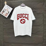 Gucci T-shirt Front Chest Direct Spray Print logo round Neck Short Sleeve25ss New Pure Cotton Unisex Style T T-shirt OS Loose Fit Base Shirt Half Sleeve T-Shirt Top Half Sleeve