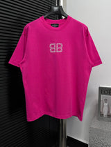 Balenciaga T-shirt Front and back pearl letters logo round Neck Short Sleeve25ss New Pure Cotton Unisex Style T T-shirt OS Loose Fit Base Shirt Top Half Sleeve T-Shirt