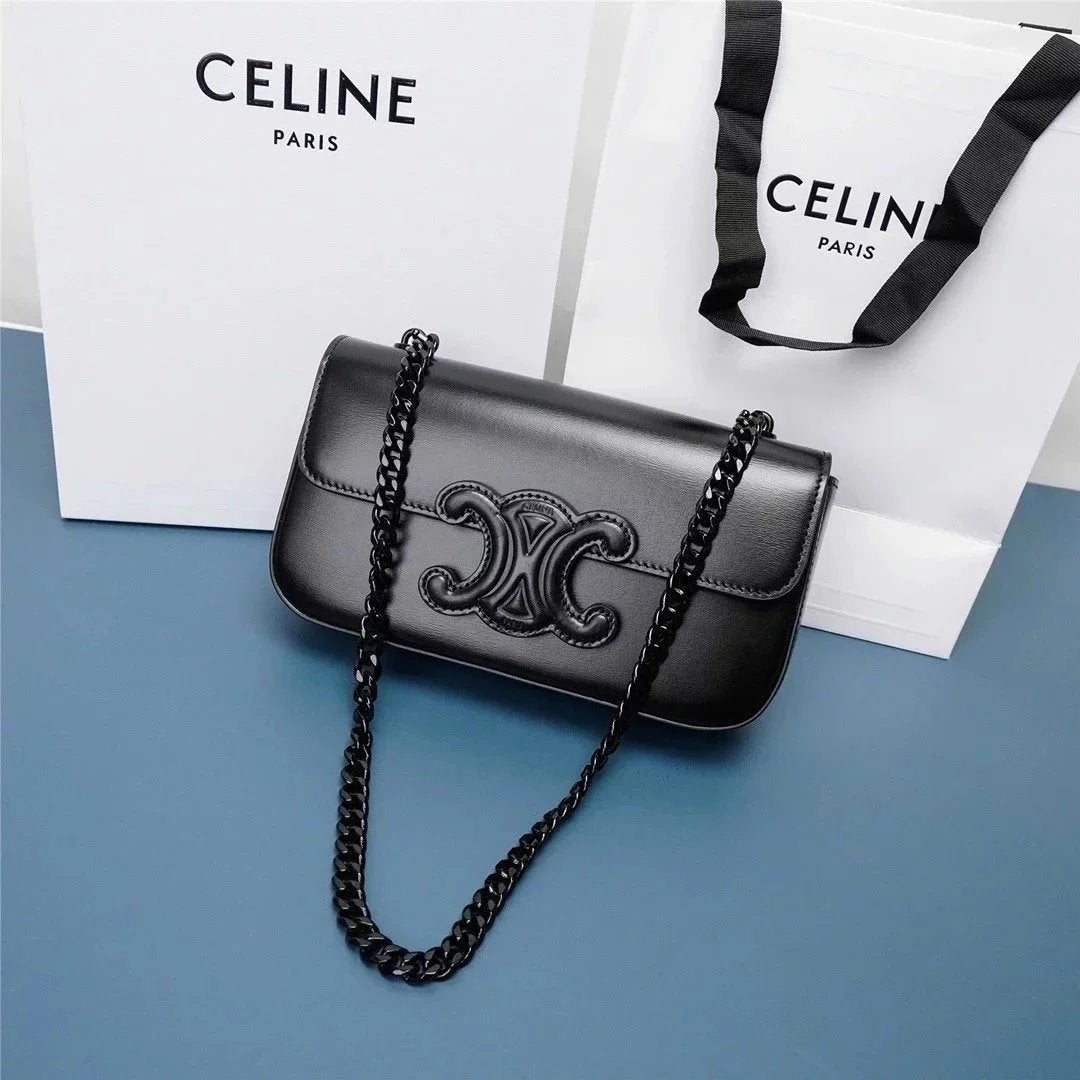 Celine women's bag Top version 【Surrogate Shopping Edition】2022Spring and Summer New Arc De Triomphe Underarm Bag Women's Bag Popular TRIOMPHE Arc De Triomphe Underarm Bag mini Chain Bag box Printed Cow Leather Clutch Square Bag Box Bag Shoulder Bag Cross